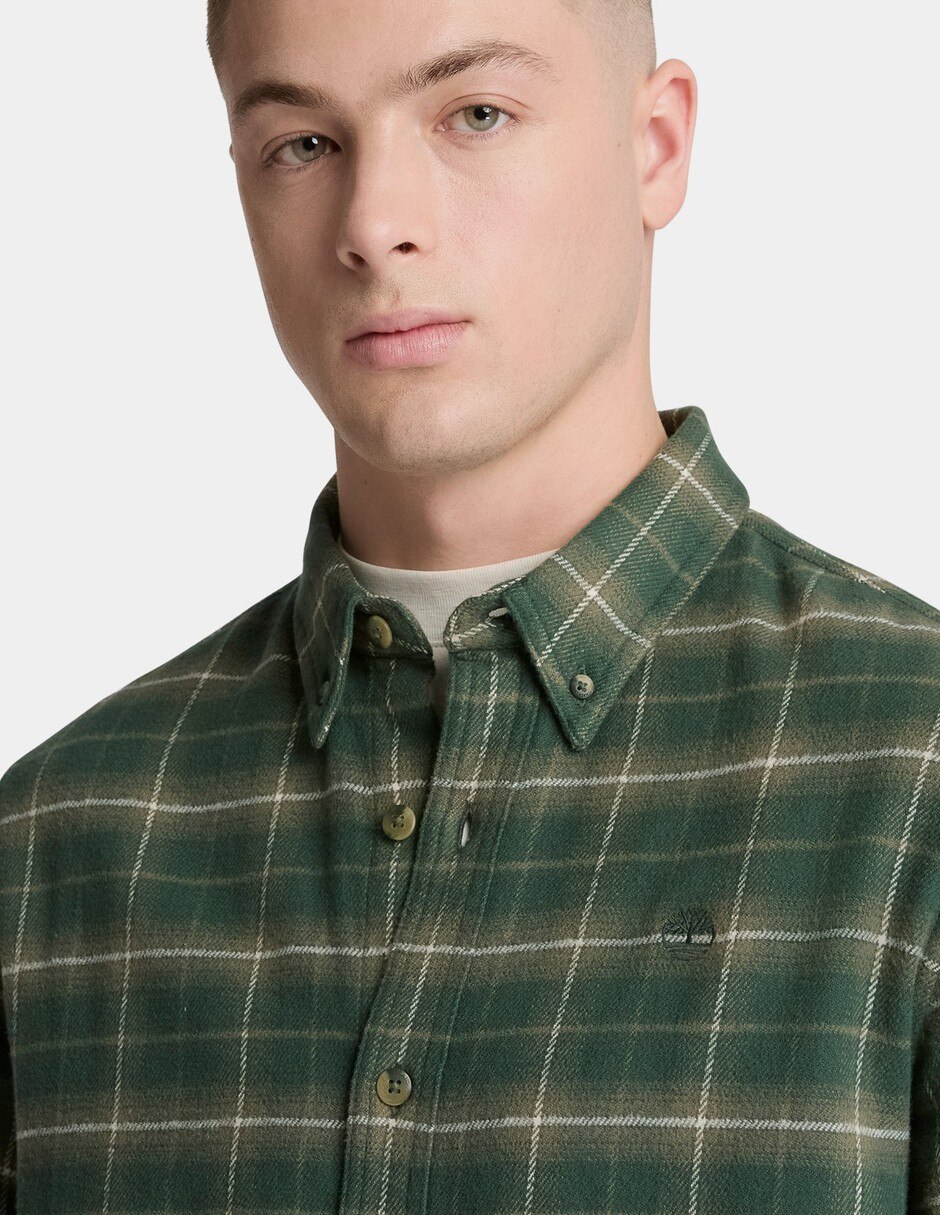 Camisa Casual Camisa corte regular de franela a cuadros para hombre Verde TBC0YH89AIC de (si aplica) Algodón manga Larga para hombre 3