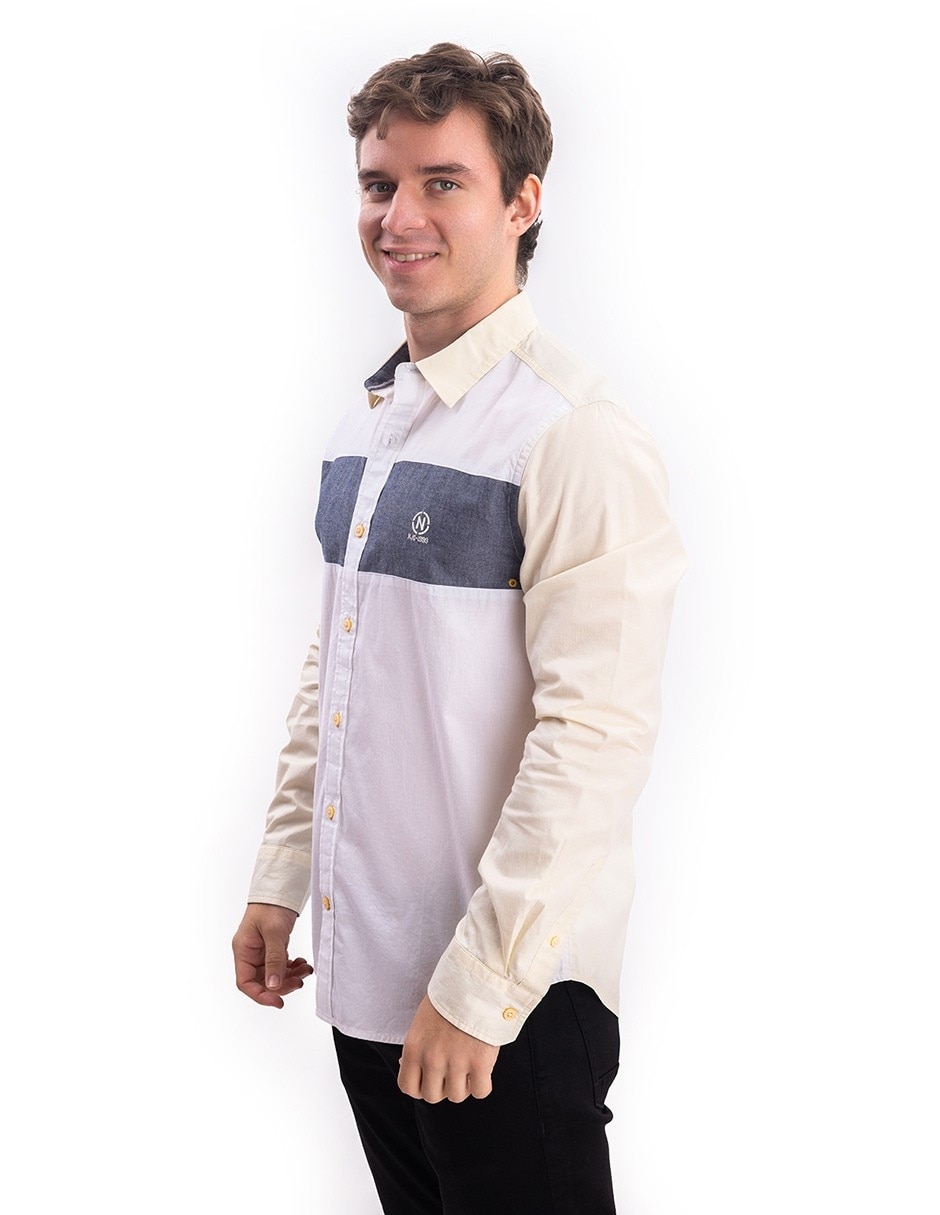 Camisa Casual de (si aplica) Algodón y elastano manga Larga para hombre 3