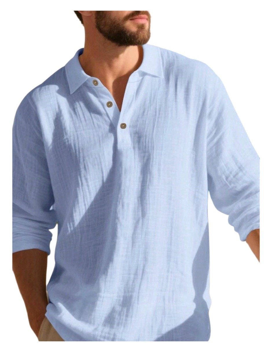 Camisa Casual de (si aplica) Lino manga Larga para hombre