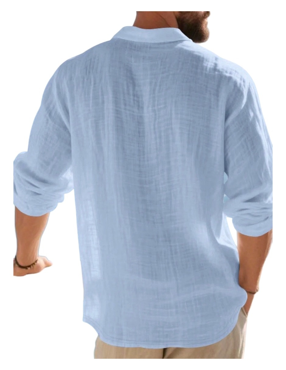 Camisa Casual de (si aplica) Lino manga Larga para hombre 3