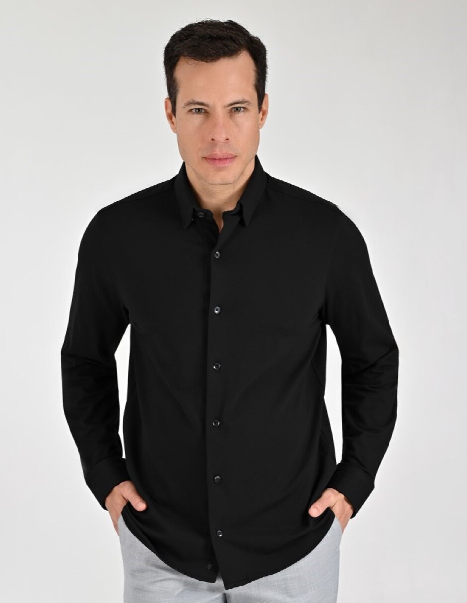 Camisa Casual Otoño Invierno de (si aplica) Algodón y elastano manga Larga para hombre 1