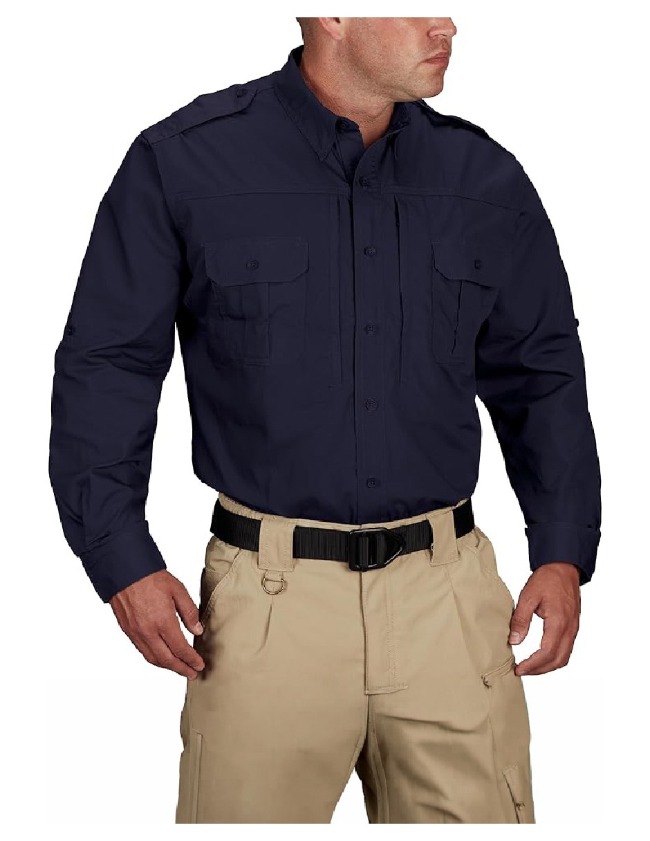 Camisa Casual de (si aplica) Poliéster y algodón manga Larga para hombre