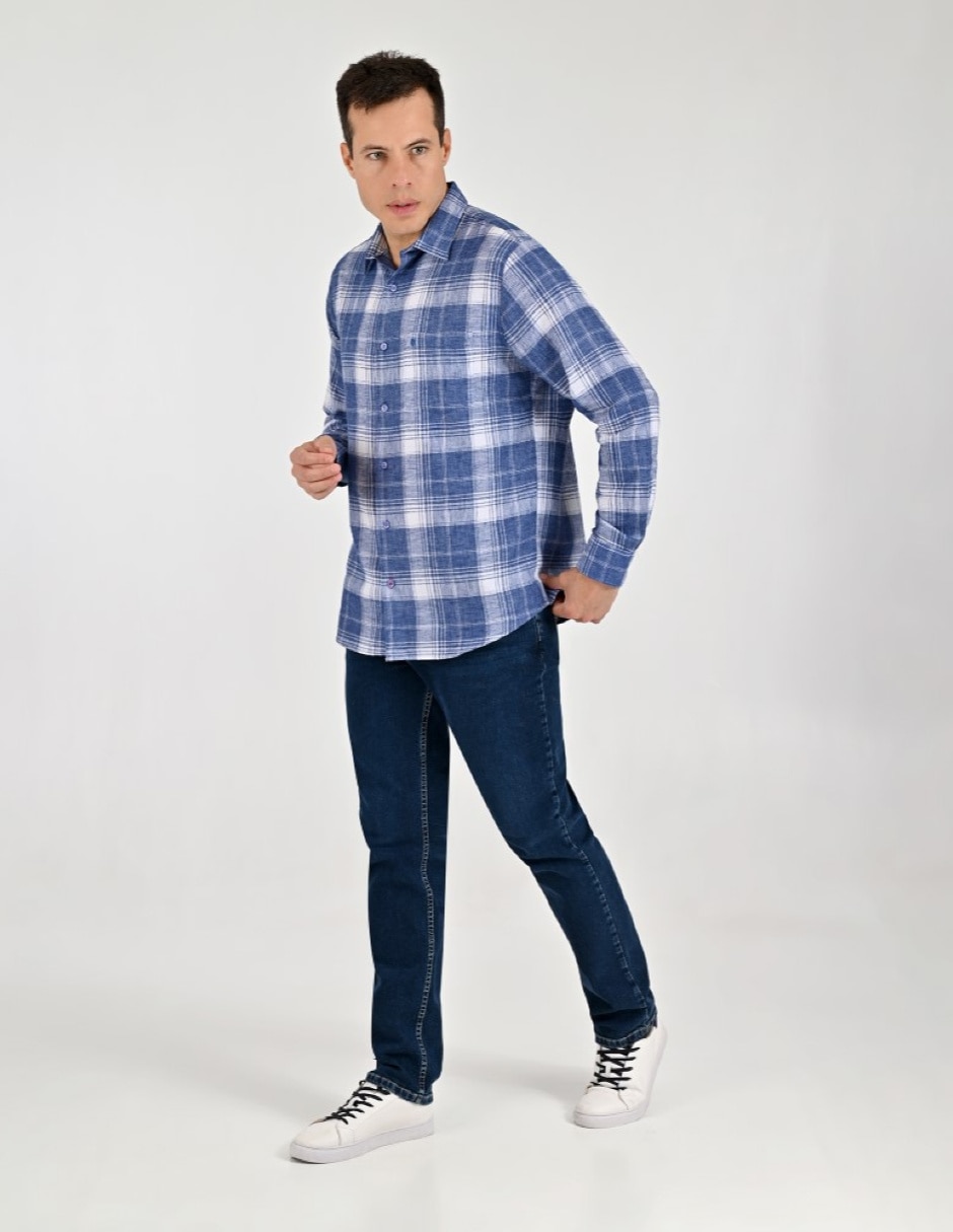 Camisa casual manga larga para hombre 4