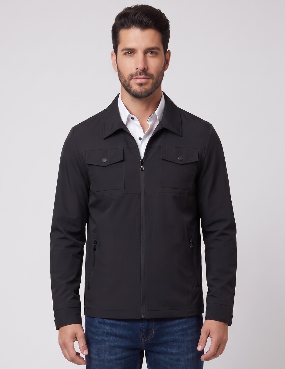 Chamarra casual cuello con cierre para hombre 1