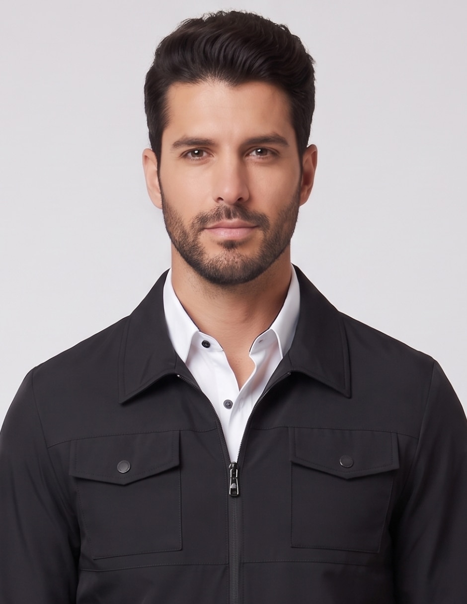 Chamarra casual cuello con cierre para hombre 3