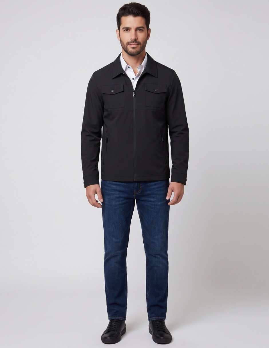 Chamarra casual cuello con cierre para hombre 4