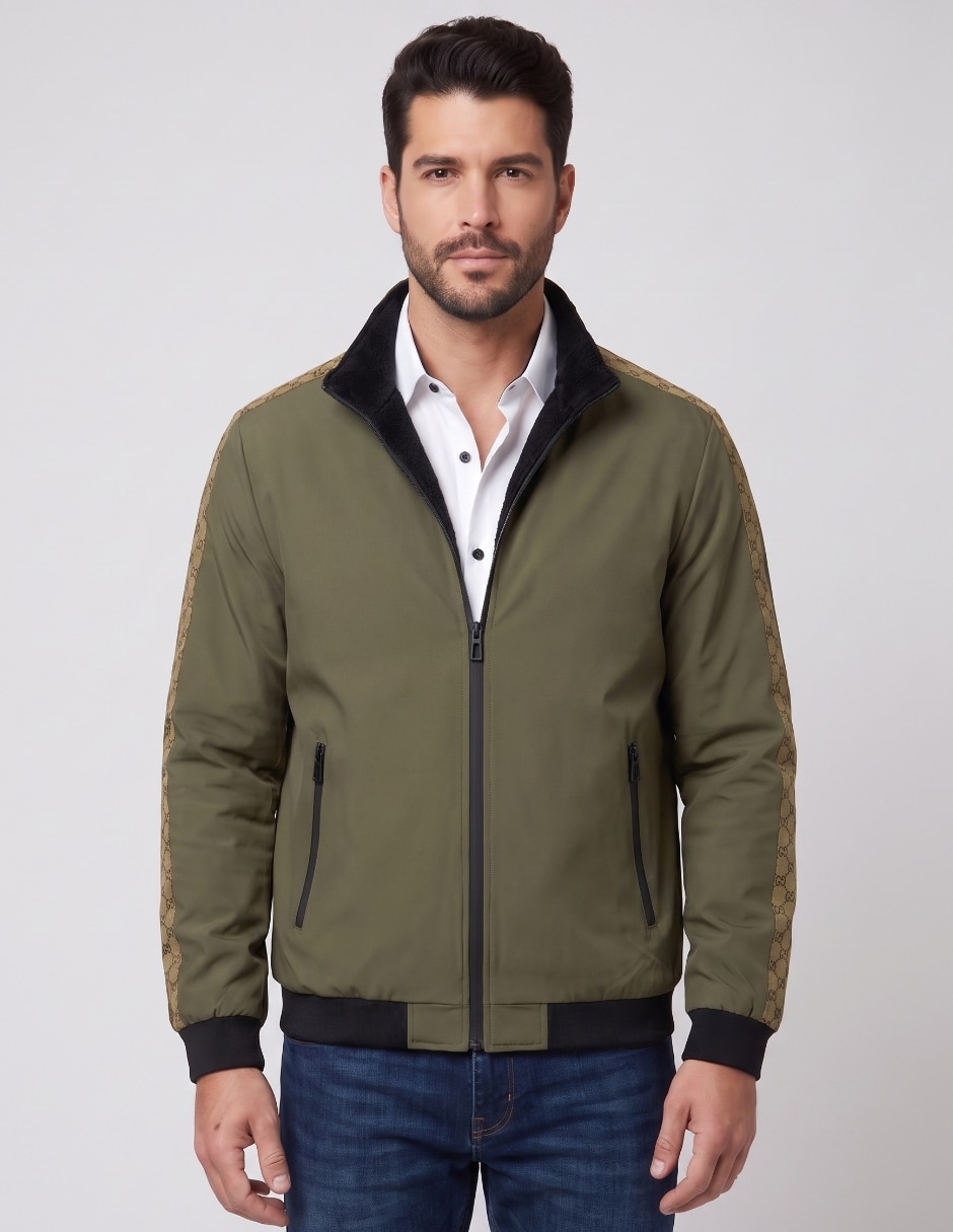 Chamarra bomber cuello con cierre para hombre Chamarra bomber cuello con cierre para hombre