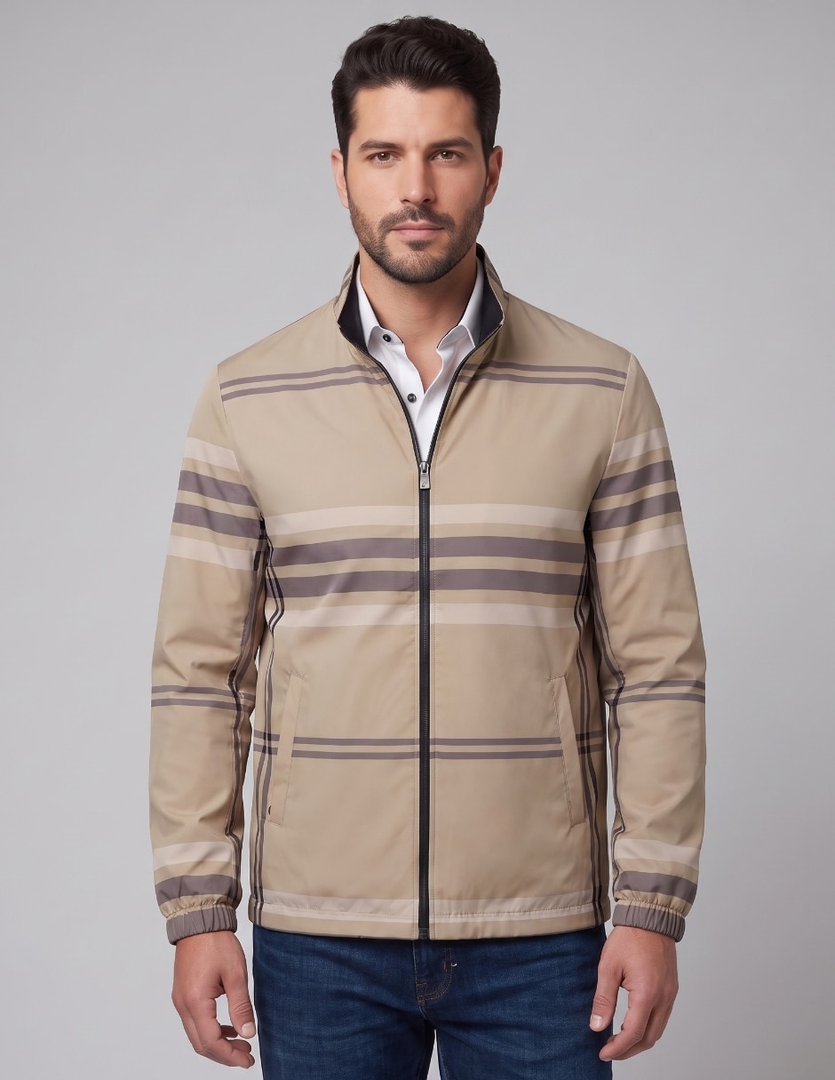 Chamarra casual cuello con cierre para hombre Chamarra casual cuello con cierre para hombre