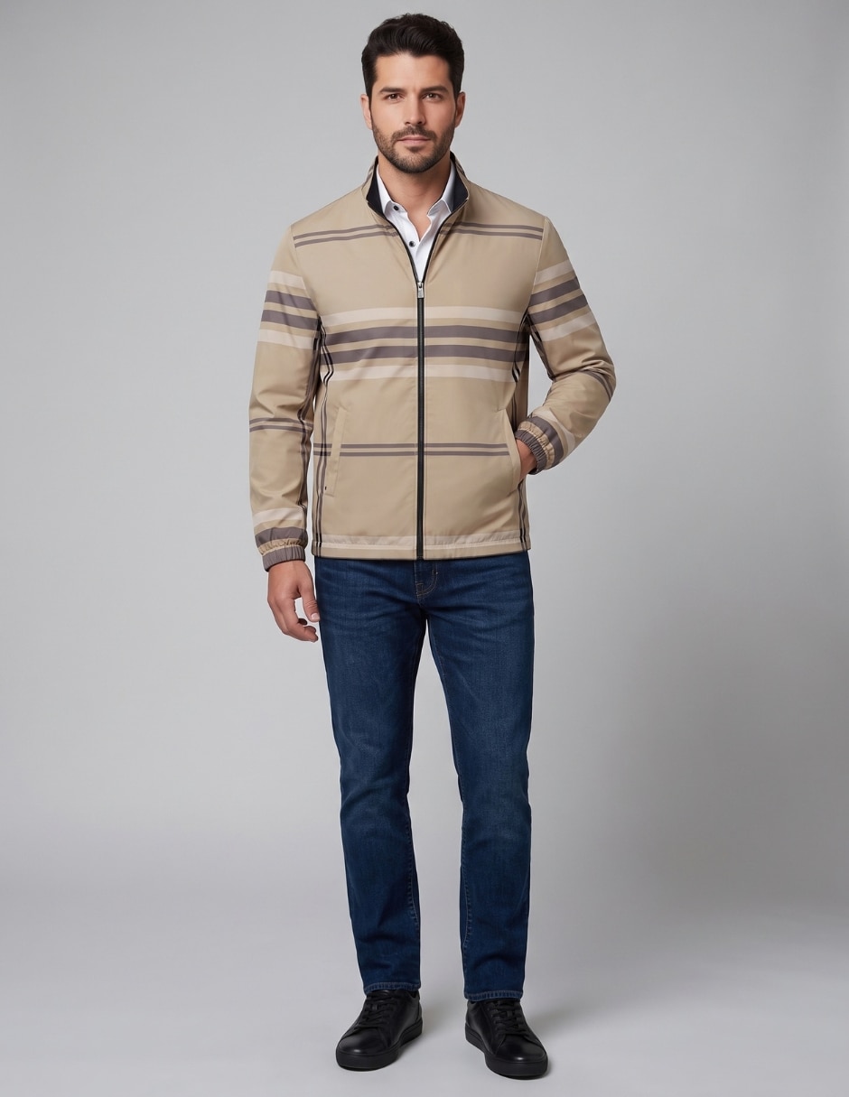 Chamarra casual cuello con cierre para hombre 3