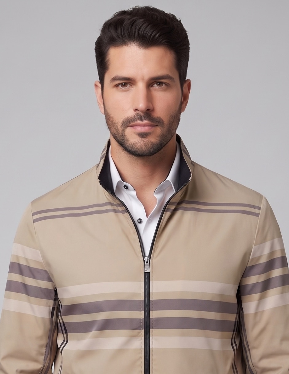 Chamarra casual cuello con cierre para hombre 4