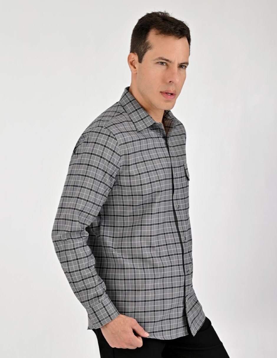 Camisa Casual Otoño Invierno de (si aplica) Poliéster y algodón manga Larga para hombre 5