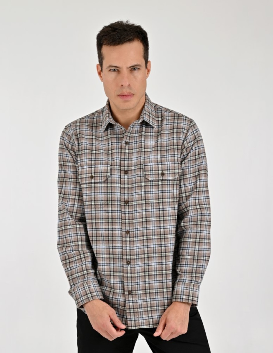 Camisa Casual Otoño Invierno de (si aplica) Poliéster y algodón manga Larga para hombre 1