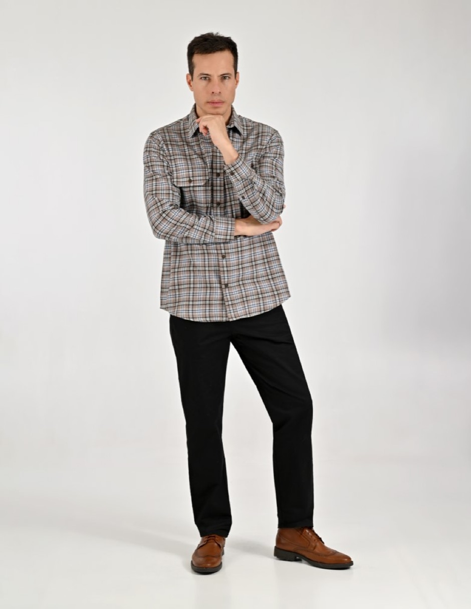 Camisa Casual Otoño Invierno de (si aplica) Poliéster y algodón manga Larga para hombre 2