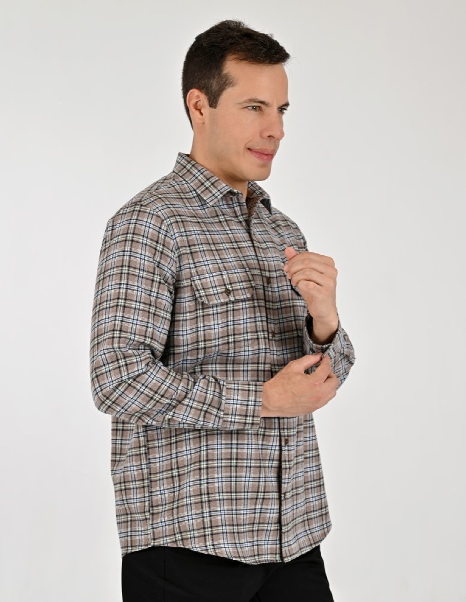 Camisa Casual Otoño Invierno de (si aplica) Poliéster y algodón manga Larga para hombre 4