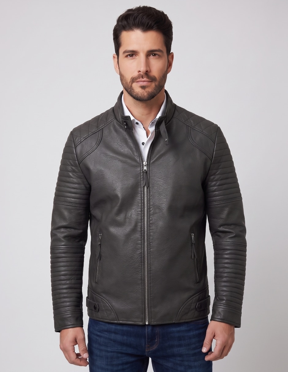 Chamarra Casual No de Piel Sin capucha para hombre 1