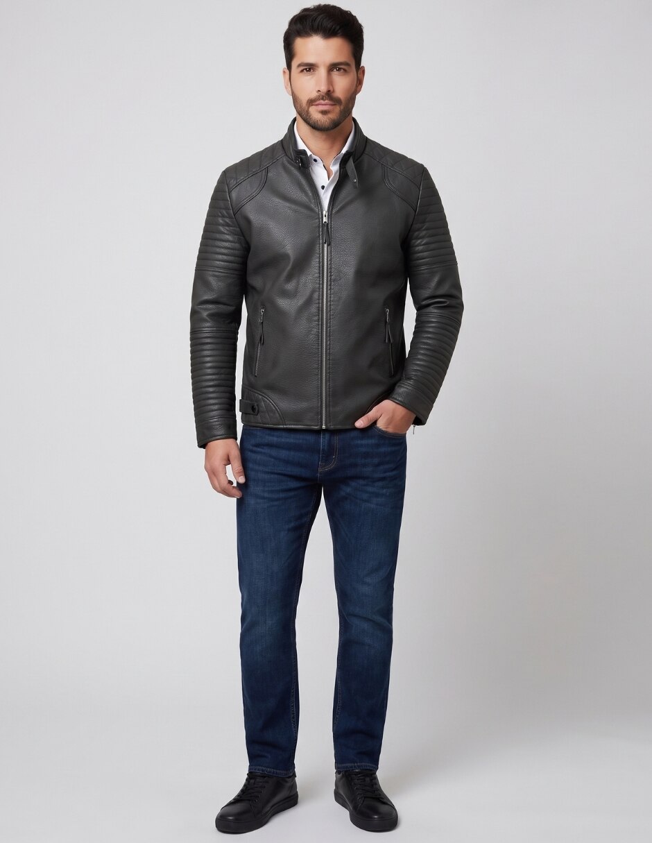 Chamarra Casual No de Piel Sin capucha para hombre 2