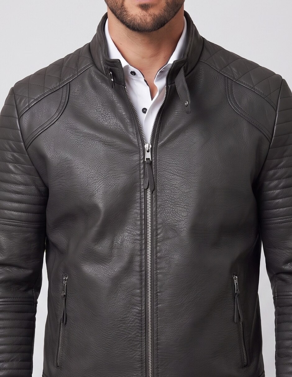 Chamarra Casual No de Piel Sin capucha para hombre 3