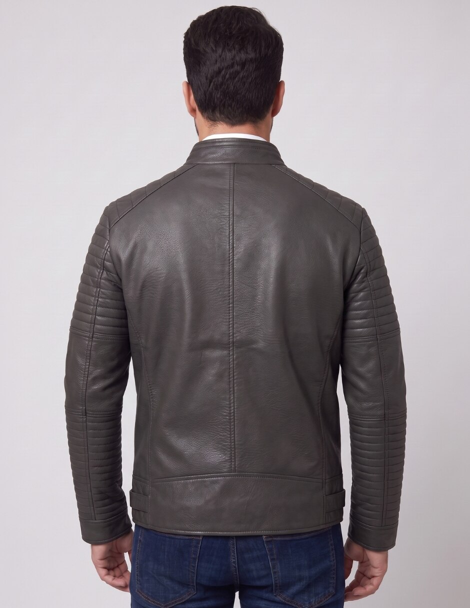 Chamarra Casual No de Piel Sin capucha para hombre 4