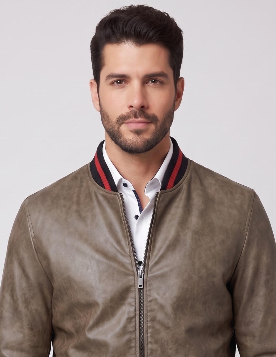 Chamarra Casual No de Vinipiel Cuello con cierre para hombre 4