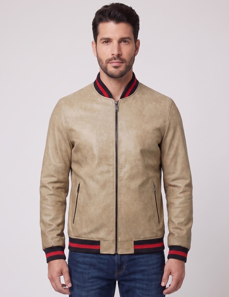 Chamarra Casual No de Vinipiel Cuello con cierre para hombre Chamarra Casual No de Vinipiel Cuello con cierre para hombre