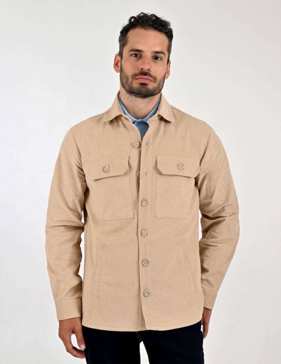 Chamarra casual de algodón con bolsillos para hombre
