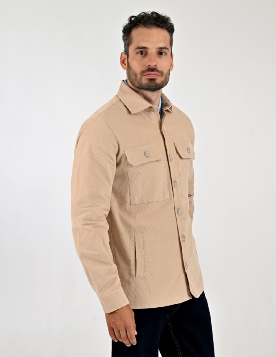 Chamarra casual de algodón con bolsillos para hombre 3
