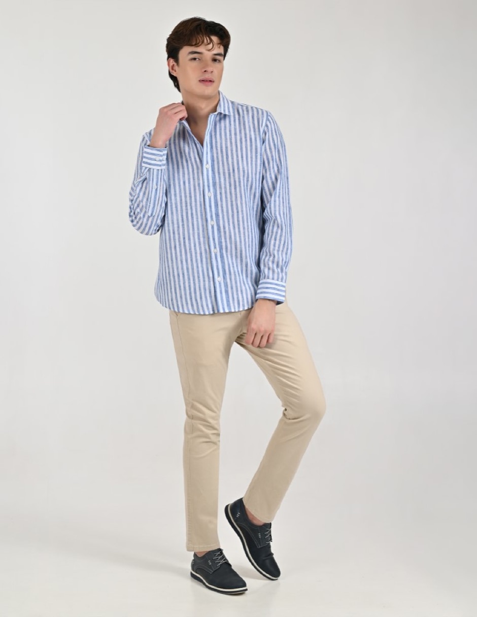 Camisa casual manga larga para hombre 4