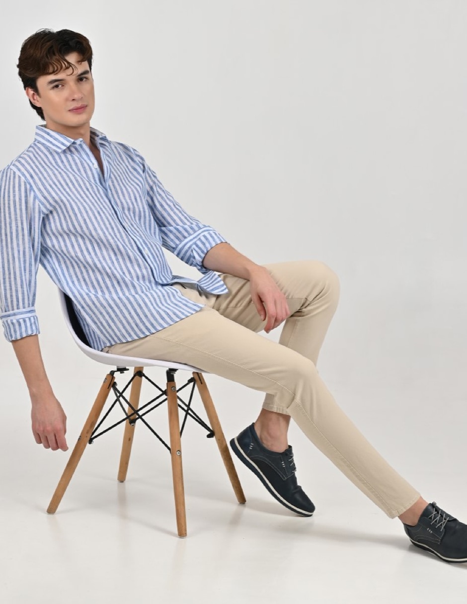 Camisa casual manga larga para hombre 5