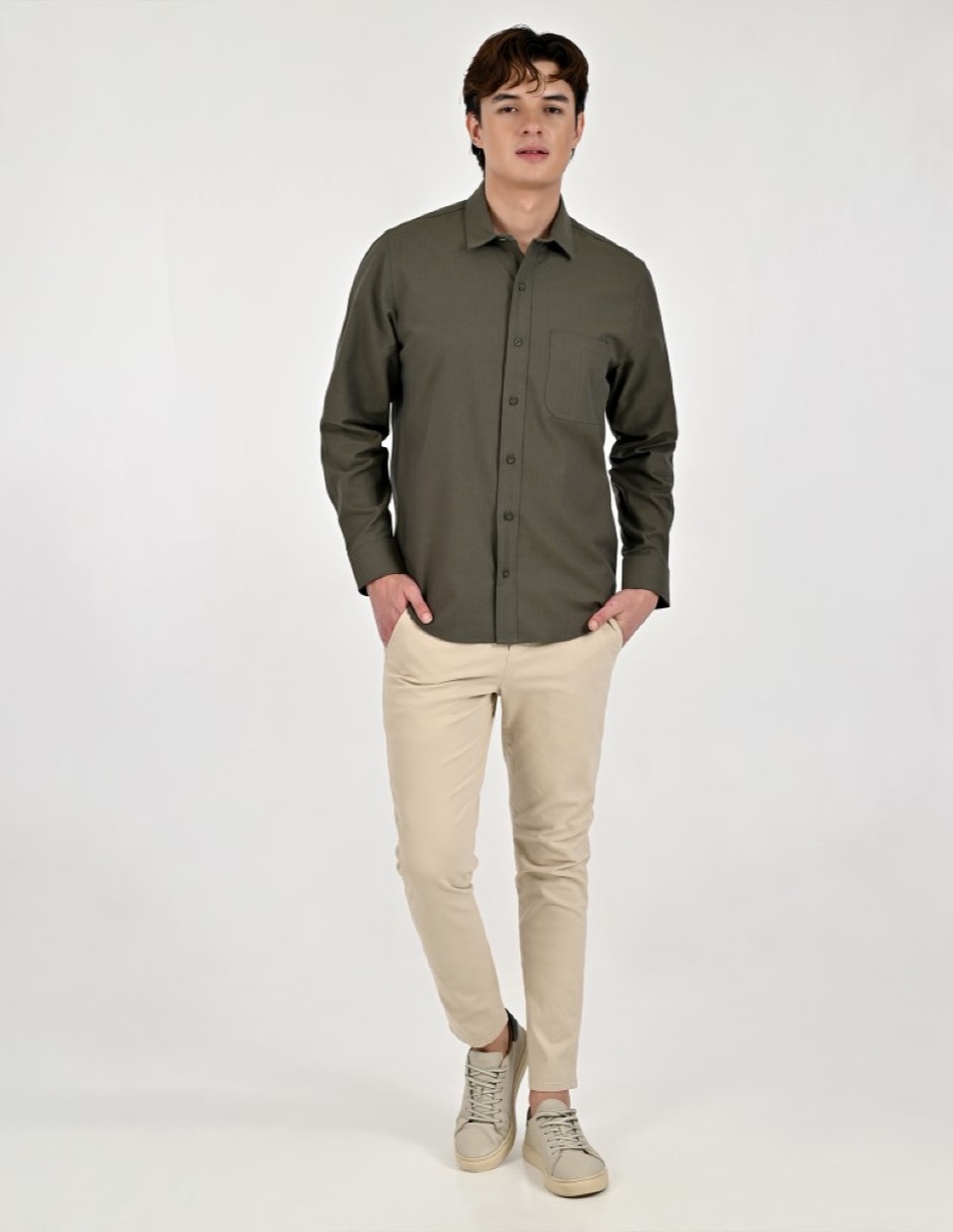 Camisa casual manga larga para hombre 5