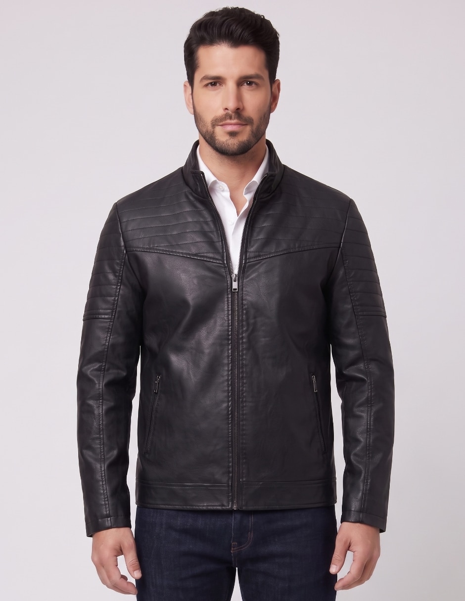Chamarra casual jk-149 cuello con cierre para hombre 1