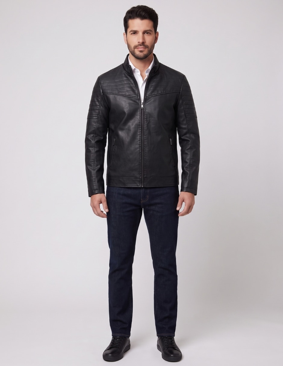 Chamarra casual jk-149 cuello con cierre para hombre 3