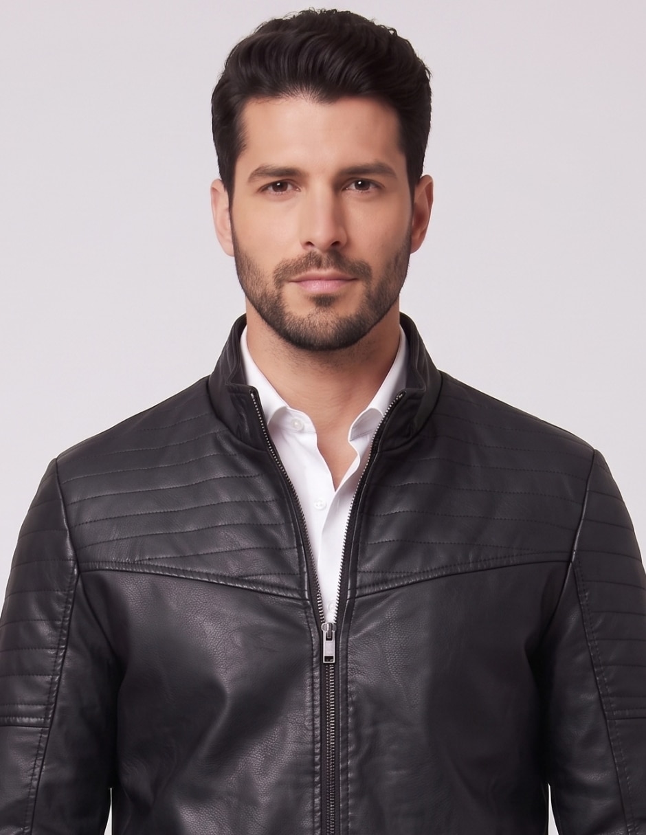 Chamarra casual jk-149 cuello con cierre para hombre 4