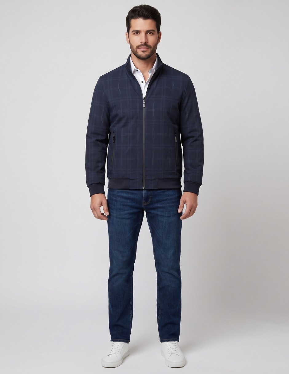 Chamarra casual cuello con cierre para hombre 4