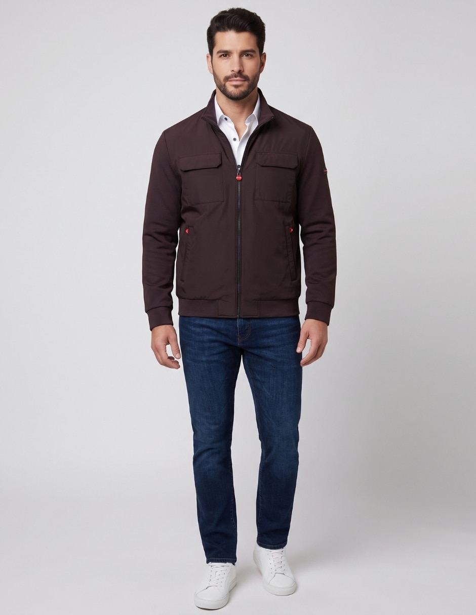 Chamarra casual jk-164 cuello con cierre para hombre 3