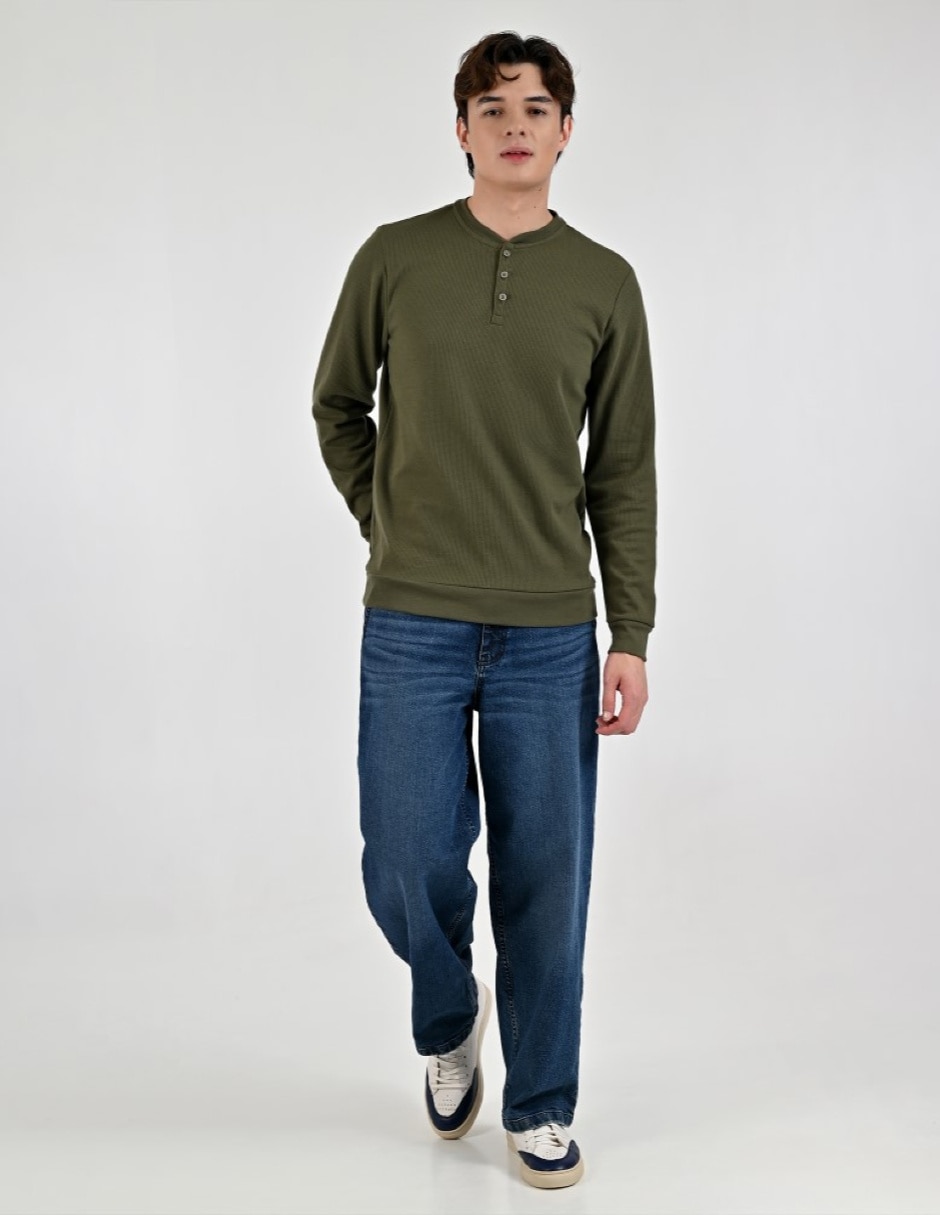 Playera cuello henley para hombre 2
