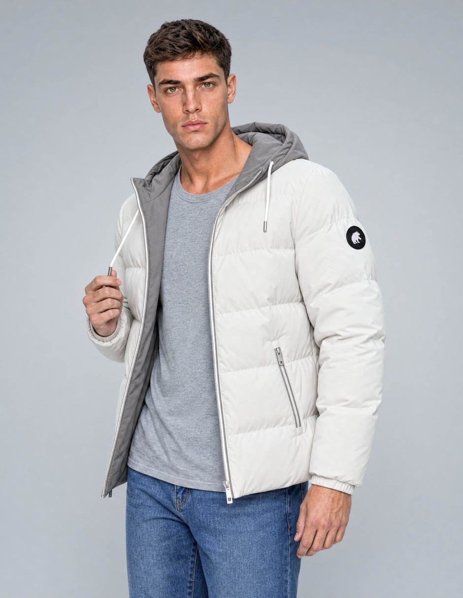 Chamarra acolchada con capucha para hombre Chamarra acolchada con capucha para hombre