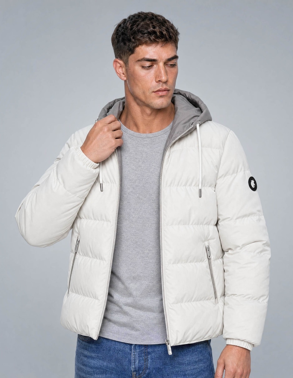 Chamarra acolchada con capucha para hombre 4
