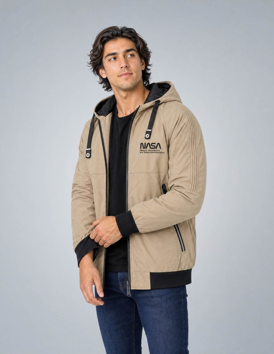 Chamarra casual con capucha para hombre 2