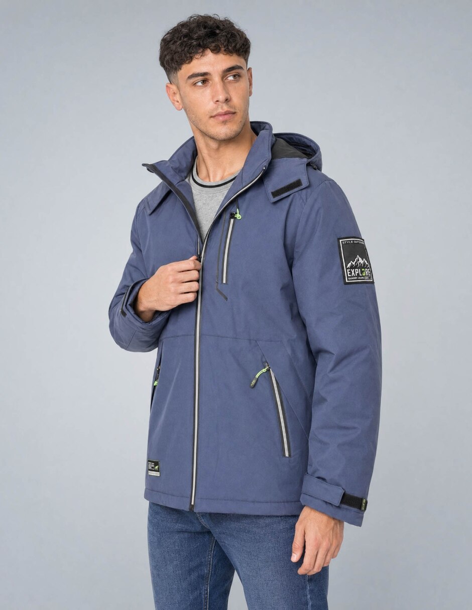 Chamarra casual con capucha para hombre 2