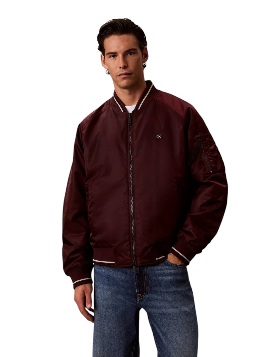 Chamarra casual bomber con bolsillos para hombre Chamarra casual bomber con bolsillos para hombre