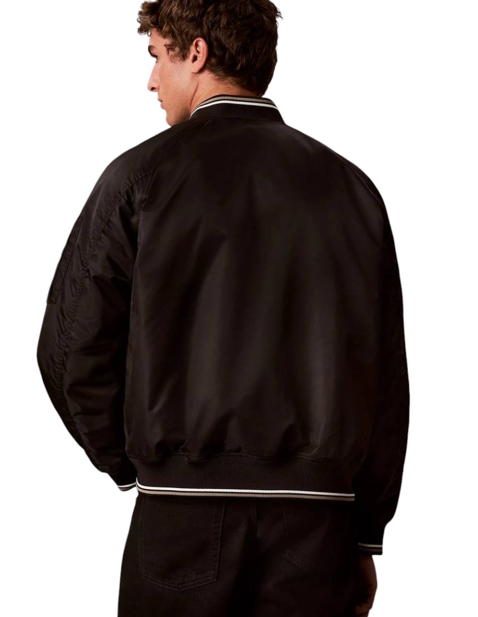 Chamarra casual bomber de nylon con bolsillos para hombre 2