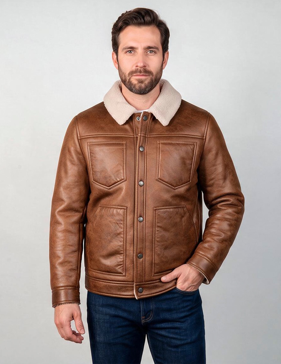 Chamarra casual con bolsillos para hombre