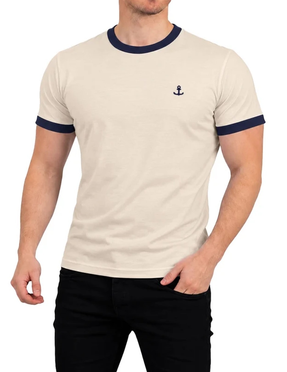 Playera anchor logo ringer cuello redondo para hombre 1