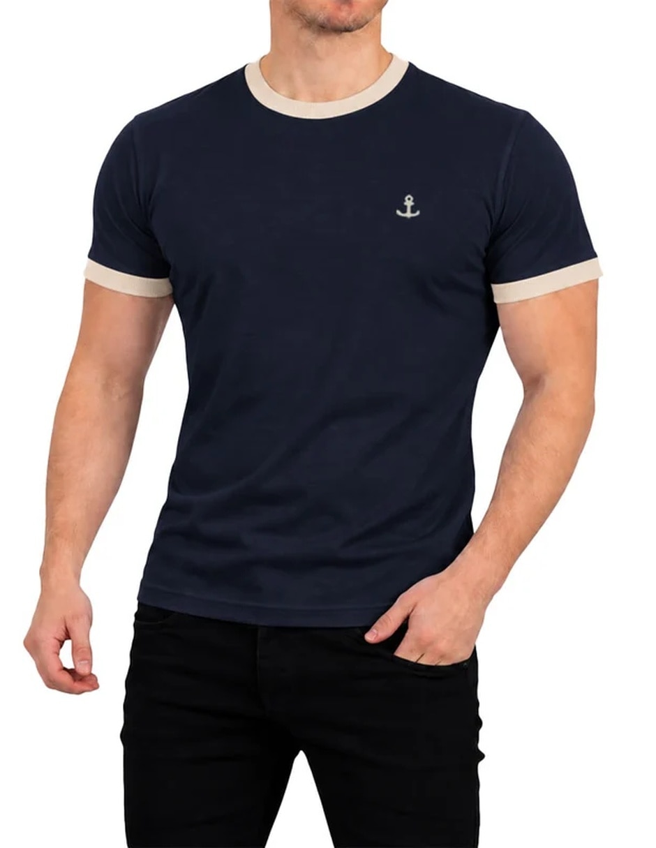 Playera anchor logo ringer cuello redondo para hombre