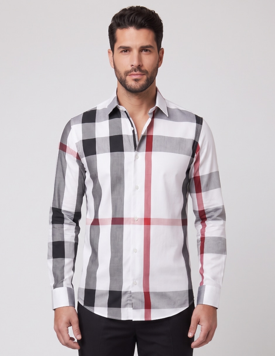 Camisa casual manga larga para hombre