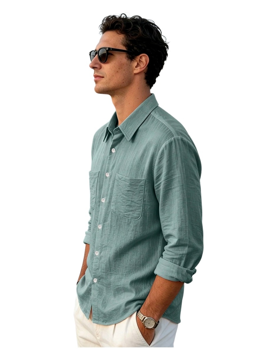 Camisa casual manga larga para hombre 2