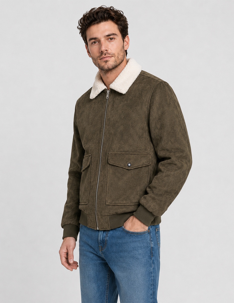 Chamarra bomber sherpa para hombre 3