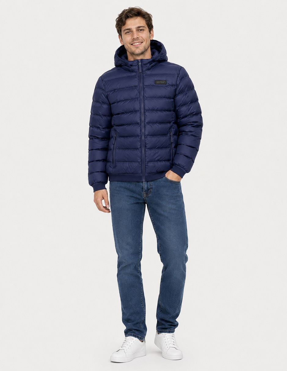 Chamarra acolchada con capucha para hombre