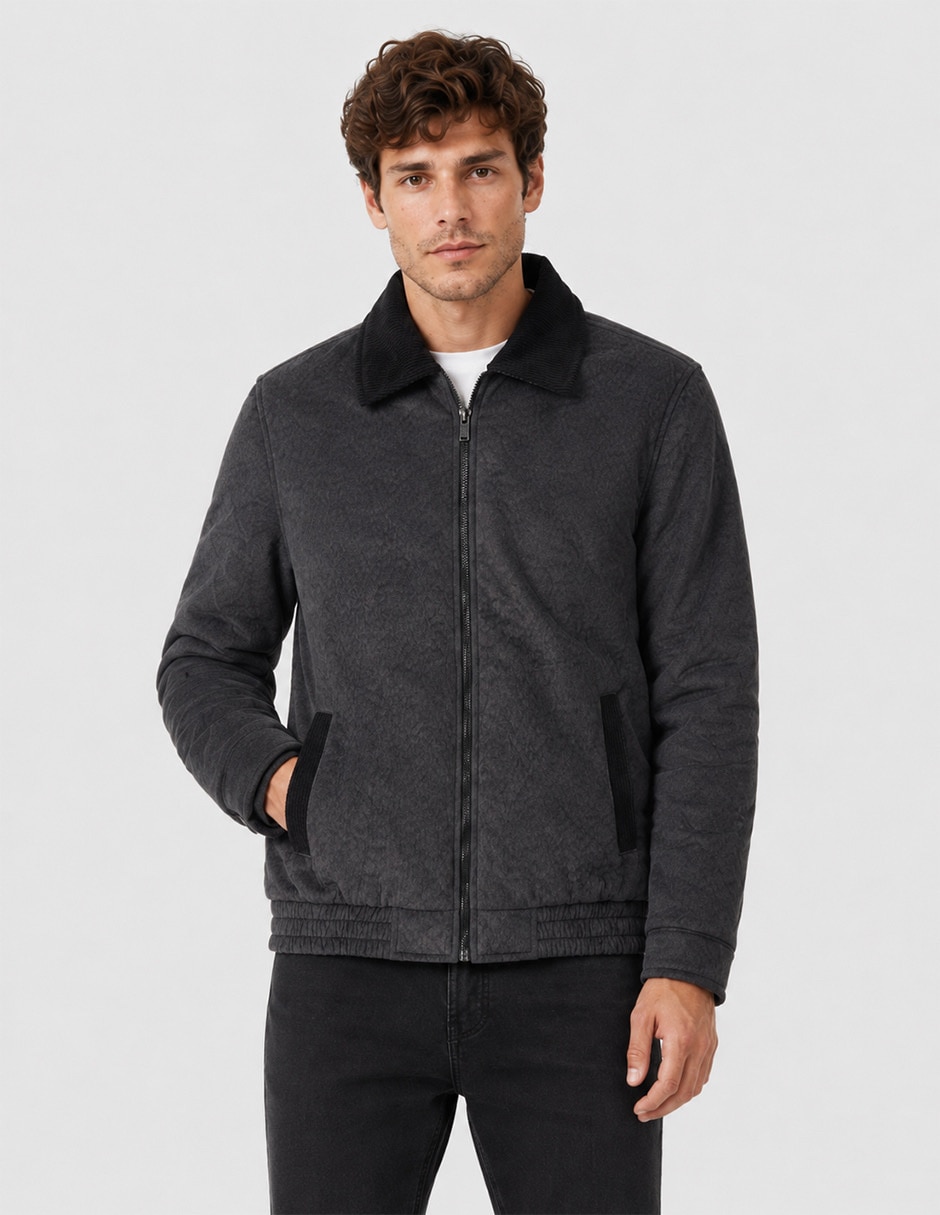 Chamarra harrington cuello a contraste para hombre 2
