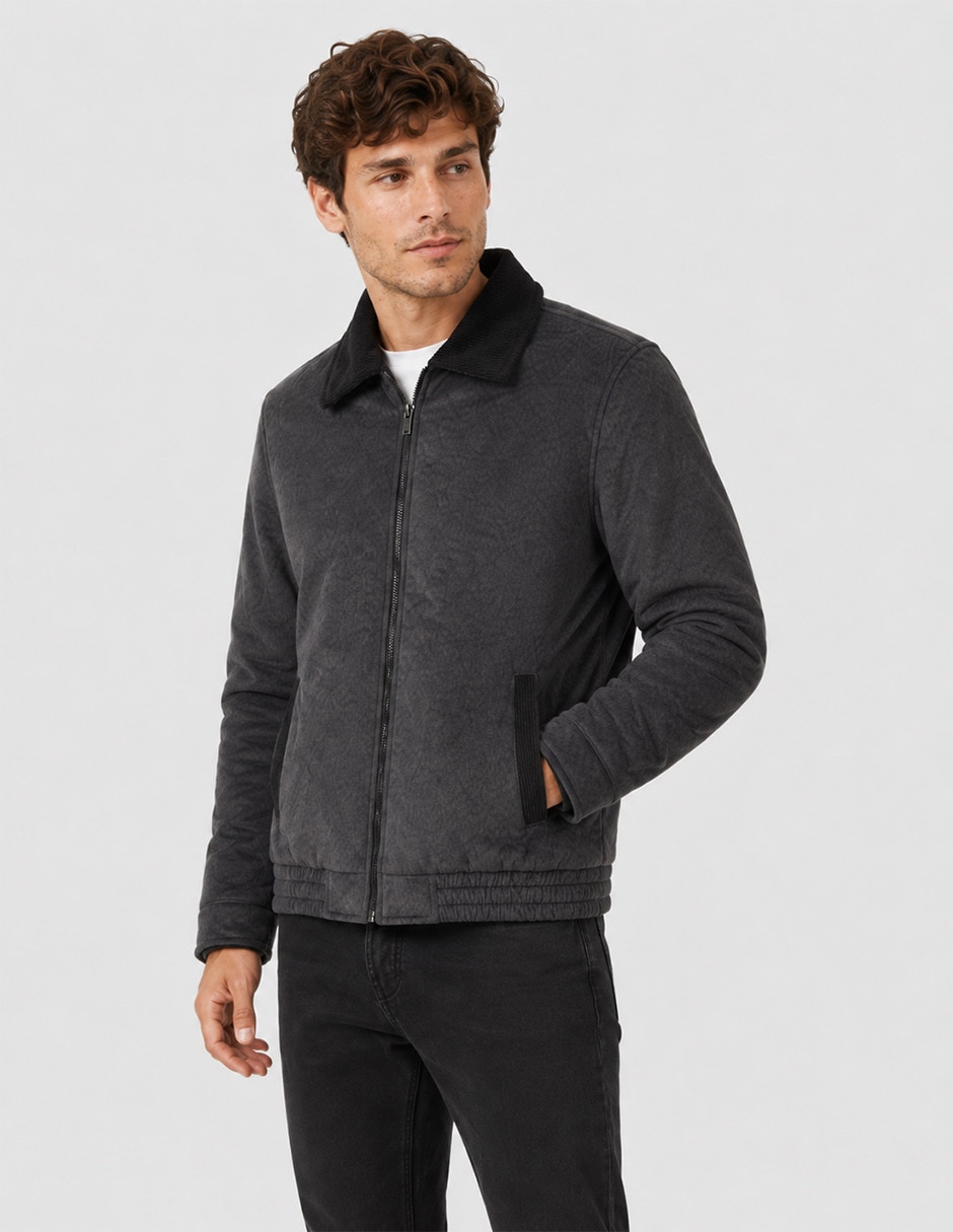 Chamarra harrington cuello a contraste para hombre 3